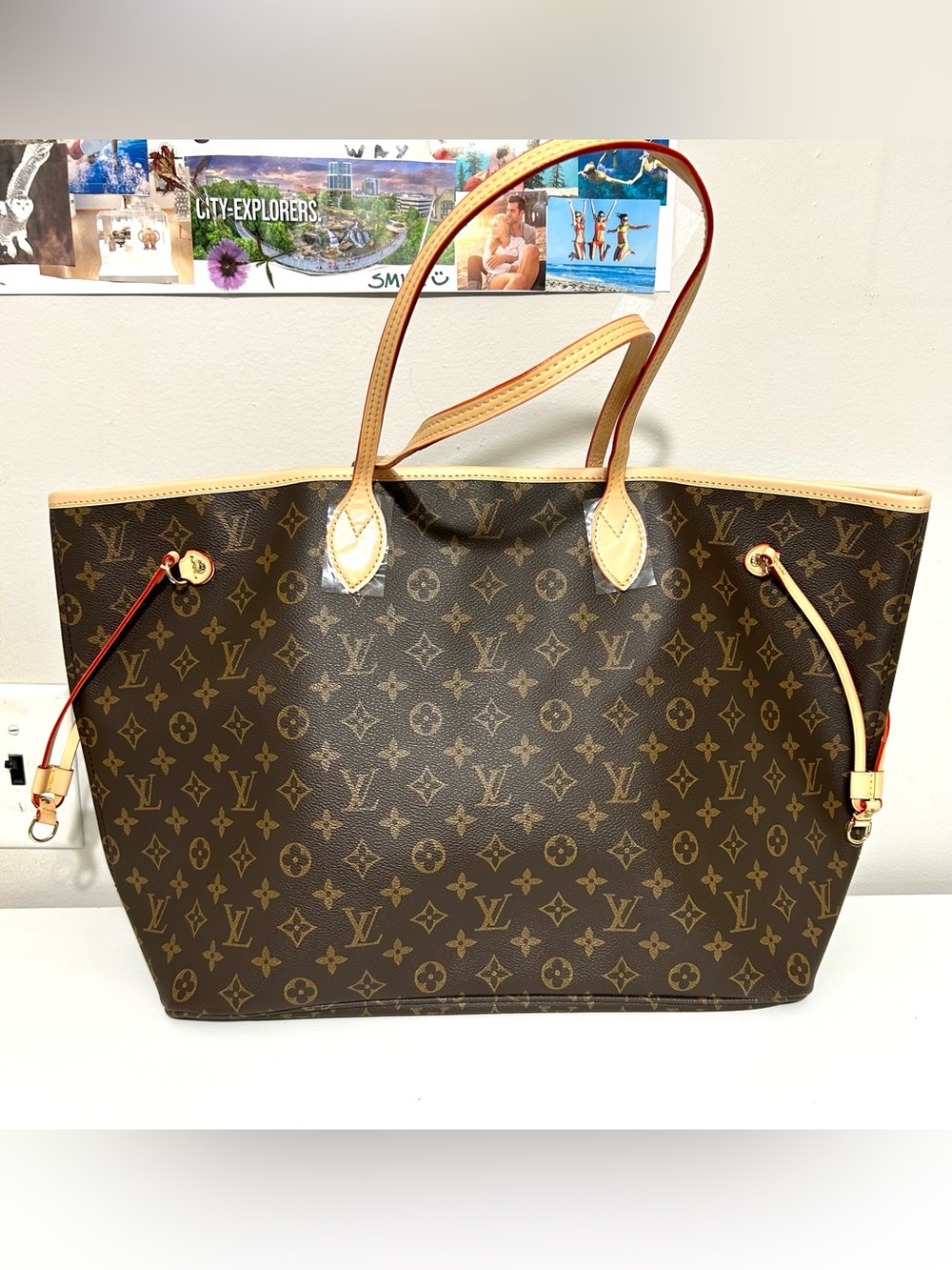 Designer Inspired Extra Large Neverfull Bag Tote with Wristlet